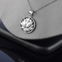 Sterling Silver Lotus Flower in Circle Yoga Pendant Necklace
