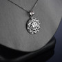 Polished Sterling Silver Lotus Mandala Pendant Necklace