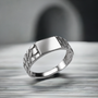 Sterling Silver Nugget Band Square Signet Unisex Ring
