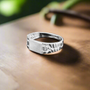 Sterling Silver Nugget Band Square Signet Unisex Ring