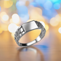 Sterling Silver Nugget Band Square Signet Unisex Ring