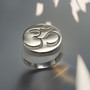 Sterling Silver Om Symbol Signet Men's Meditation Yoga Statement Ring