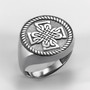 Sterling Silver Celtic Warrior Cross Men's Signet Statement Ring