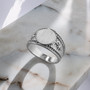 Bold Sterling Silver Northern Star Brushed Round Signet Ring for Men