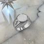 Bold Sterling Silver Northern Star Brushed Round Signet Ring for Men