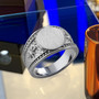 Bold Sterling Silver Northern Star Brushed Round Signet Ring for Men