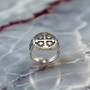 Solid Sterling Silver Jerusalem Cross Octagon Signet Bold Medieval Ring
