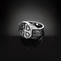 Solid Sterling Silver Jerusalem Cross Octagon Signet Bold Medieval Ring