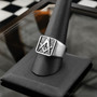 Sterling Silver Masonic Square and Compass Signet Ring Freemason Polished Band