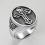 Sterling Silver Eastern Orthodox Cross Oval Signet Bold Statement Ring