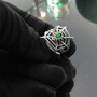Sterling Silver Women’s Spiderweb Twisted Rope Ring with Genuine Emerald and Tanzanite Gemstone