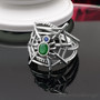 Sterling Silver Women’s Spiderweb Twisted Rope Ring with Genuine Emerald and Tanzanite Gemstone