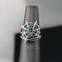 Sterling Silver Women’s Spiderweb Twisted Rope Ring with Genuine Emerald and Tanzanite Gemstone