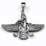 Solid Sterling Silver Oxidized Faravahar Persian Zoroastrian Pendant