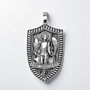 Oxidized Sterling Silver St. Michael Archangel Shield Pendant Necklace
