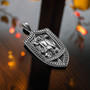 Oxidized Sterling Silver St. Michael Archangel Shield Pendant Necklace