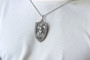 Oxidized Sterling Silver St. Michael Archangel Shield Pendant Necklace