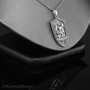 Oxidized Sterling Silver St. Michael Archangel Shield Pendant Necklace