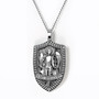 Oxidized Sterling Silver St. Michael Archangel Shield Pendant Necklace