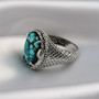Sterling Silver Ouroboros Tail-Biting Snake African Turquoise Oval Gemstone Ring