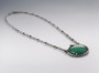 Silver Ouroboros Tail-Biting Snake Coiled Chain Necklace with Oval Turquoise Gemstone