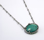Silver Ouroboros Tail-Biting Snake Coiled Chain Necklace with Oval Turquoise Gemstone