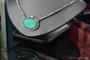 Silver Ouroboros Tail-Biting Snake Coiled Chain Necklace with Oval Turquoise Gemstone