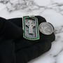 Solid Sterling Silver Celtic Cross Luxury Dog Tag Pendant with Green and Clear CZ Stones