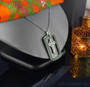 Solid Sterling Silver Celtic Cross Luxury Dog Tag Pendant with Green and Clear CZ Stones