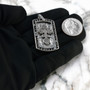 Solid Sterling Silver Russian Cross Dog Tag Pendant with Black and Clear CZ Stones
