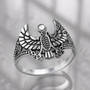 Oxidized Sterling Silver Horus Falcon Ankh Ring for Women
