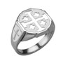 Sterling Silver Enamel Jerusalem Cross Octagon Signet Ring – Color Options