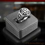 Sterling Silver Enamel Jerusalem Cross Octagon Signet Ring – Color Options
