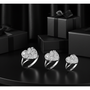 Sterling Silver Nugget Sparkle Cut Heart Ring for Women (S/M/L)