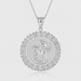 Silver Ancient Aztec Mayan Sun Deity Necklace S M L