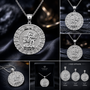 Sterling Silver Diamond Cut Ancient Aztec Mayan Sun Deity Pendant Necklace S M L