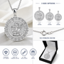 Sterling Silver Diamond Cut Ancient Aztec Mayan Sun Deity Pendant Necklace S M L