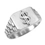 925 Sterling Silver Dollar Sign Hip Hop Ring