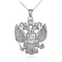 Sterling Silver Russian Coat of Arms Double-Headed Eagle Slavic Pendant Necklace