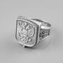 Sterling Silver Russian Imperial Double-headed Eagle Signet Mens Ring