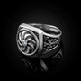 Oxidized Silver Armenian Eternity Khachkar Cross CZ Ring