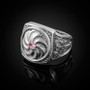 Sterling Silver Armenian Eternity Arevakhach Sun Cross CZ Birthstone Ring