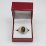 Sterling Silver Lotus Tiger Eye Yoga Statement Ring