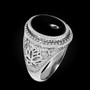 Sterling Silver Black Onyx Yoga Lotus Statement Ring