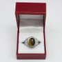 Sterling Silver Star of David Tiger Eye Jewish Statement Ring