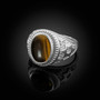 Sterling Silver Star of David Tiger Eye Jewish Statement Ring