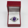 Sterling Silver Star of David Amethyst Cabochon Jewish Statement Ring
