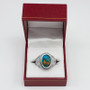 Sterling Silver Star of David Blue Copper Turquoise Jewish Statement Ring