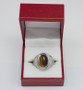 Sterling Silver Jerusalem Cross Tiger Eye Gemstone Ring
