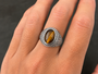 Sterling Silver Jerusalem Cross Tiger Eye Gemstone Ring